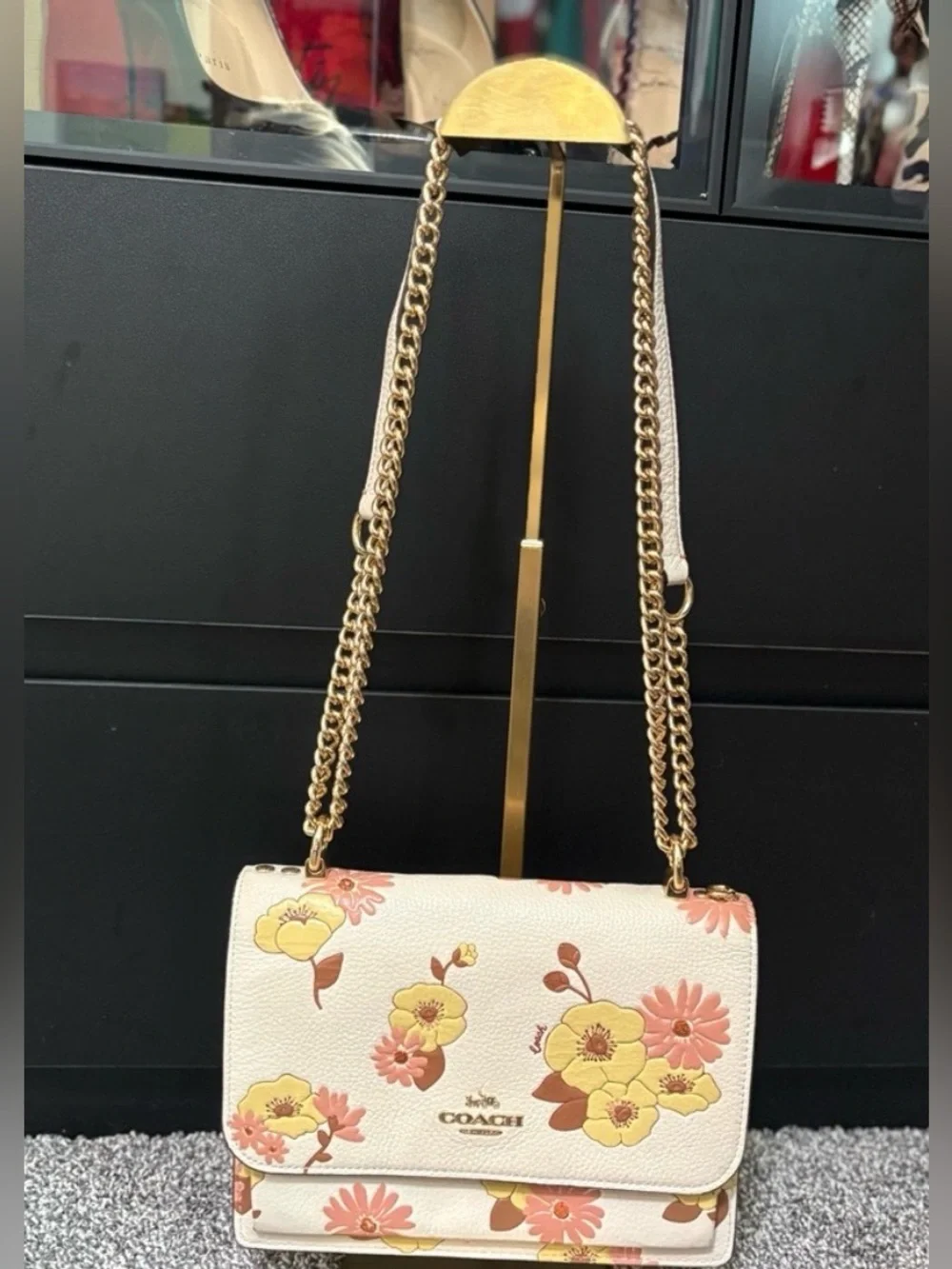 Coach Klare Crossbody chalk with a floral cluster print refined pebble leather
